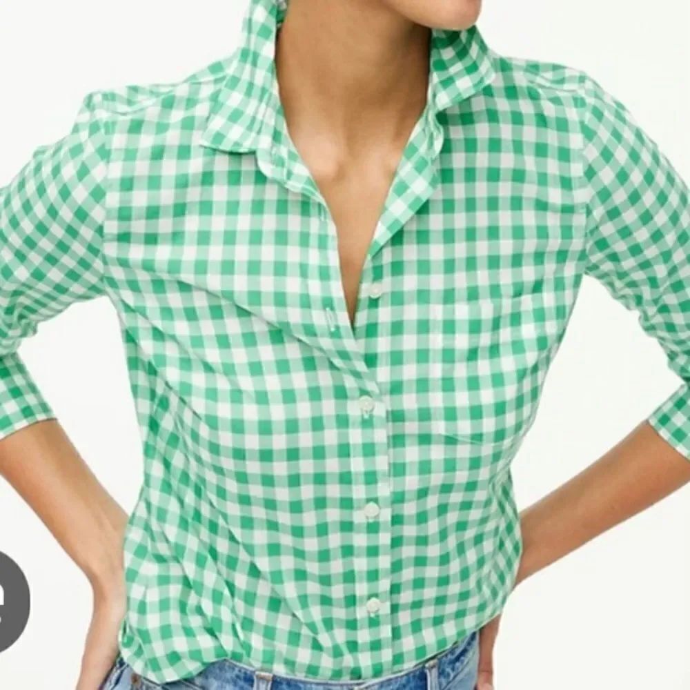 J.Crew Kelley Green and White Checked Shirt
